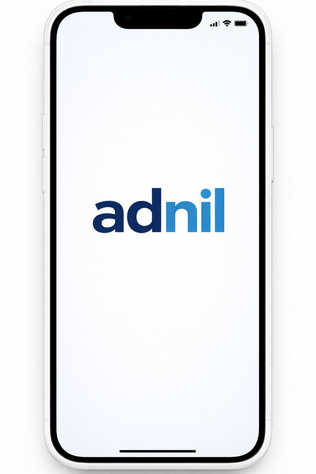 Adnil digital marketing agency logo displayed on white iPhone mockup